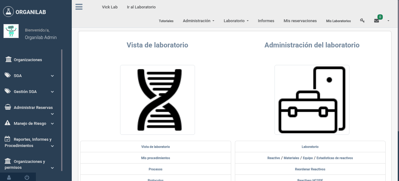 Mobiliario y estanterías del laboratorio