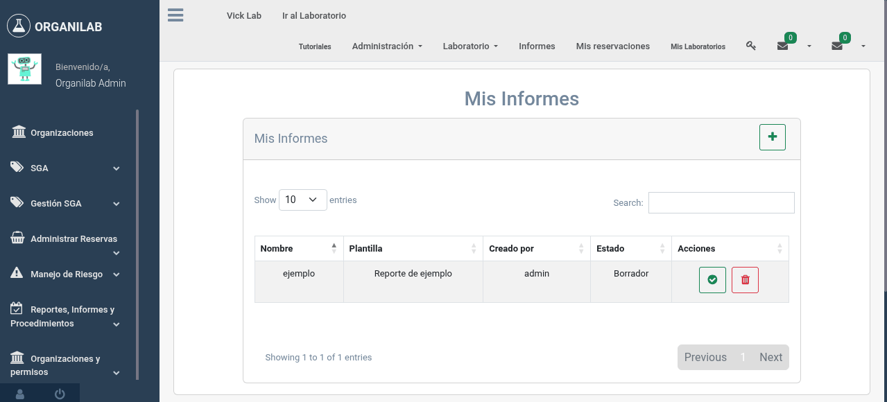 Reportes auditables del laboratorio